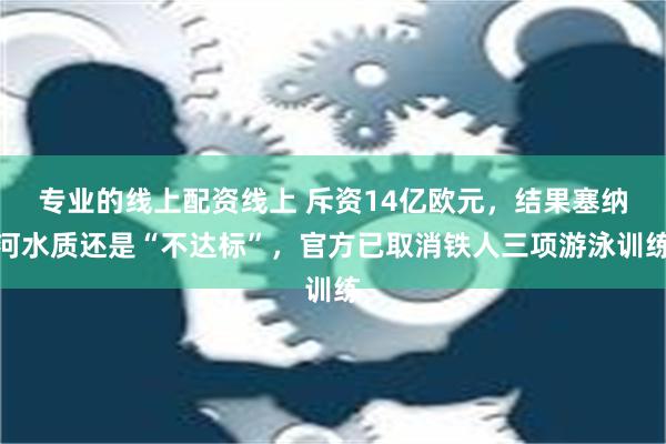 专业的线上配资线上 斥资14亿欧元，结果塞纳河水质还是“不达标”，官方已取消铁人三项游泳训练