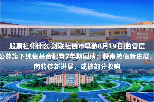 股票杠杆什么 财联社债市早参8月19日|监管层近期限制部分公募旗下纯债基金配置7年期国债；岭南转债新进展，或被部分收购