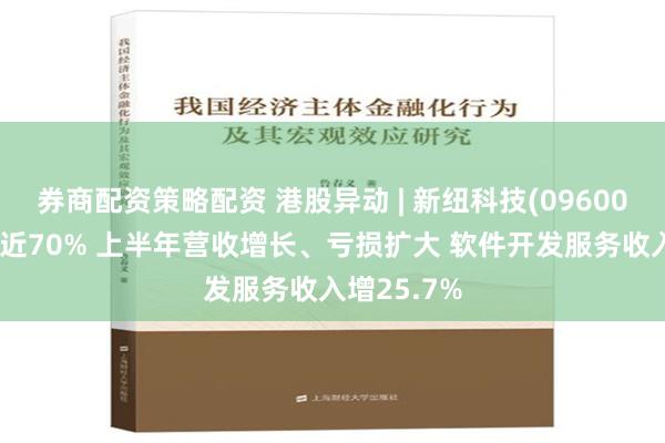 券商配资策略配资 港股异动 | 新纽科技(09600)早盘暴涨近70% 上半年营收增长、亏损扩大 软件开发服务收入增25.7%