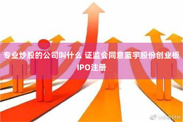 专业炒股的公司叫什么 证监会同意蓝宇股份创业板IPO注册